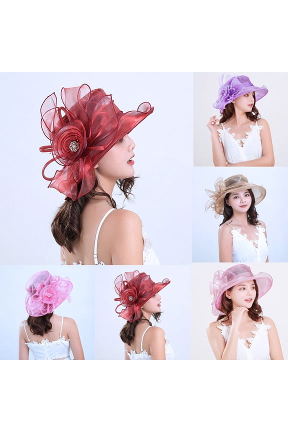 Beach Hat Sunscreen Flower Decor Mesh Wide Brim Medieval Women Flat Cap Headwear