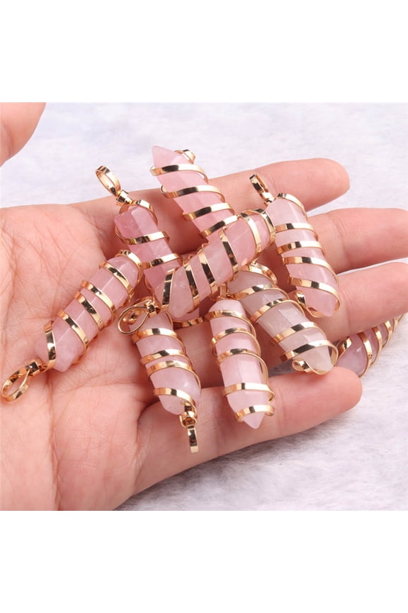 Bullet Shape Gemstone Pendant Hexagonal Chakra Crystal Pointed Quartz Pendants Artificial Stone