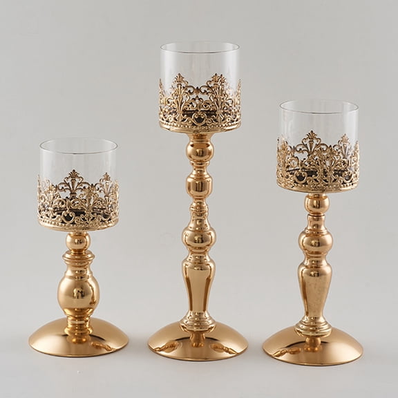 Happy date Candlestick Holders Taper Candle Holders, Brass Gold Candlestick Holder Set Candle Stick Holders kit Decorative Candlestick Stand