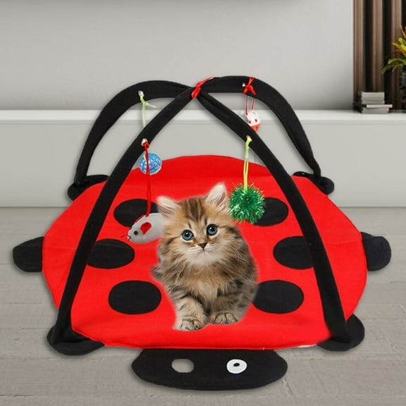 Happy date Cat Activity Center- Interactive Play Area Station for Cats, Kittens with Fleece Mat, Hanging Toys, Foldable Design for Exercise, Napping