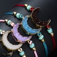 thumbnail image 1 of Happy date Crescent Moon Braided Strand Imitation Stone Resin Bracelet Adjustable Woven String Rope Cord Card Wrap Bangle Wristband, 1 of 7