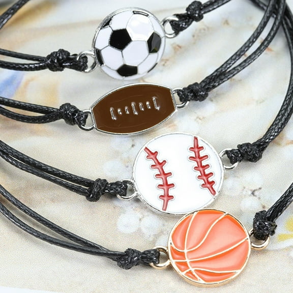 Happy date Football Bracelets Adjustable Football Football Cord Braided Rope Bracelet for Girl Women Men Teens Most Sport Team Players