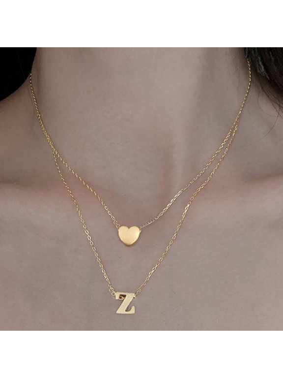 Initial Necklace Stainless Steel Letter Script Name Monogram Pendant Necklace for Women Gift(from Alphabet 26 A-Z)