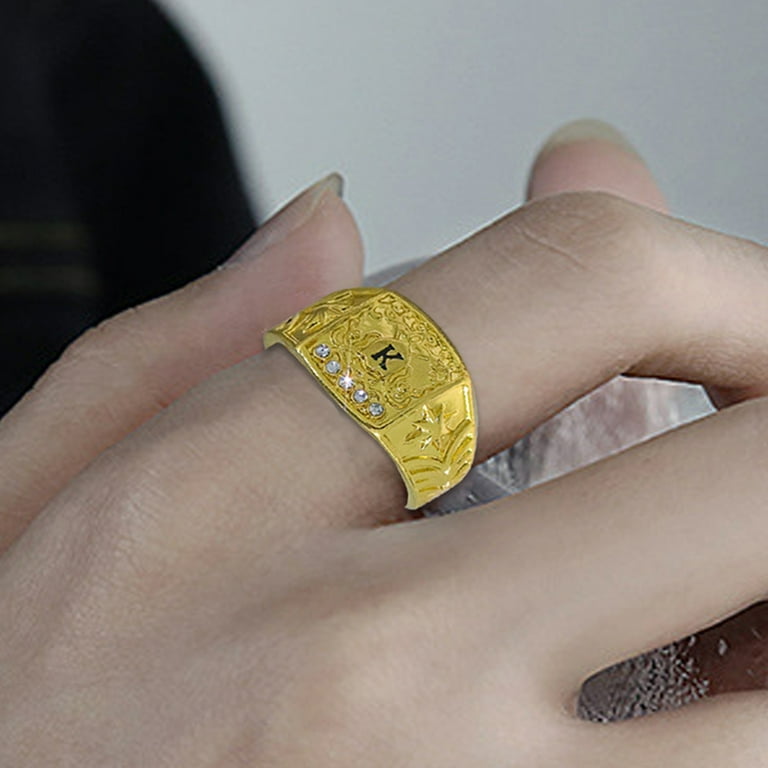 Gold ring design for male with letters outlet