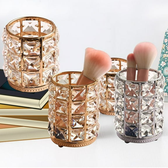 Happy date Makeup Brush Holder Organizer Crystal Bling Personalized Comb Brushes Pen Pencil Storage Box Container