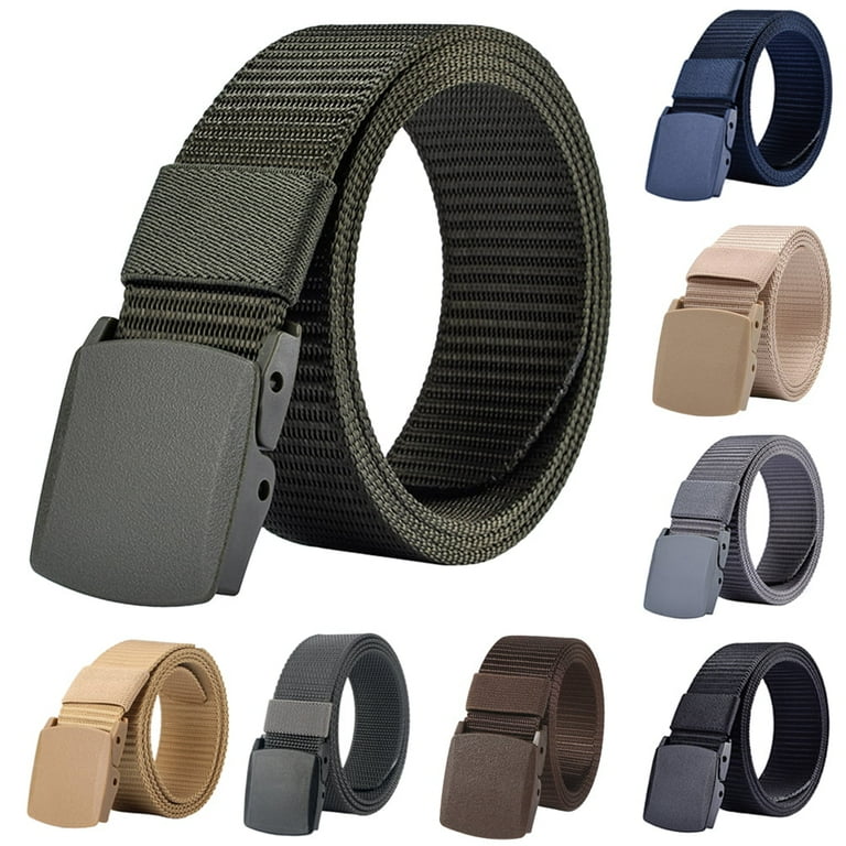 WHIPPY Men's Nylon Belt, Web Canvas Belt with Plastic Buckle, Black