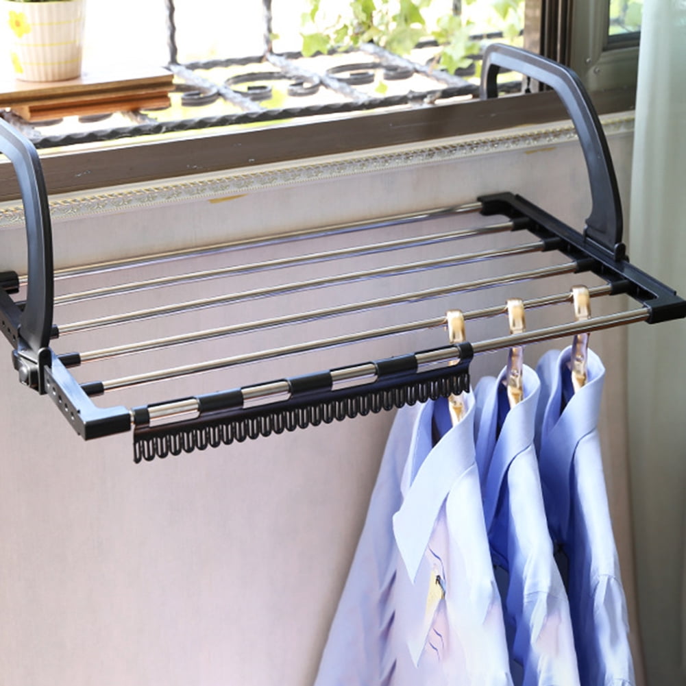 Window Sill Drying Rack Happy date Portable Clothes Drying Rack for Balcony Railings Windowsill ...