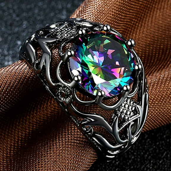Happy date Punk Mens Stainless Steel Gem Stone Vintage Ring, Stainless Steel,Gem,Metal