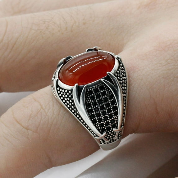 Happy date Stainless Steel Signet Biker Rings Stainless Steel Rings for Men Vintage Biker Signet