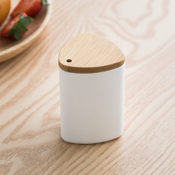 Happy date Toothpick Holder with Bamboo Lid, Toothpick Dispenser for Home, Easy To Clean, White
