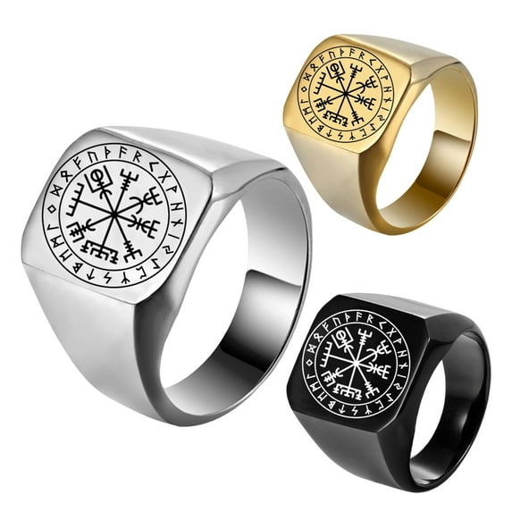 Happy date Viking Rings For Men, Viking Runes Thor's Stainless Steel Mens Rings, Norse Jewelry