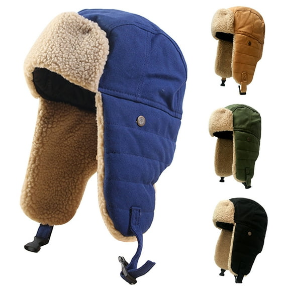 Happy date Winter Trapper Hat for Men Women Warm Russian Hunting Hats Skiing Cap