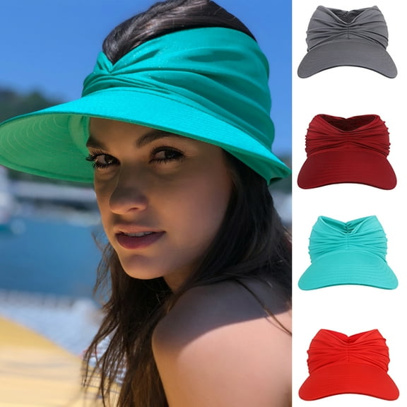 Happy date Womens Sun Visor Hat Wide Brim Summer UPF 50+ UV Protection Beach Sport Cap