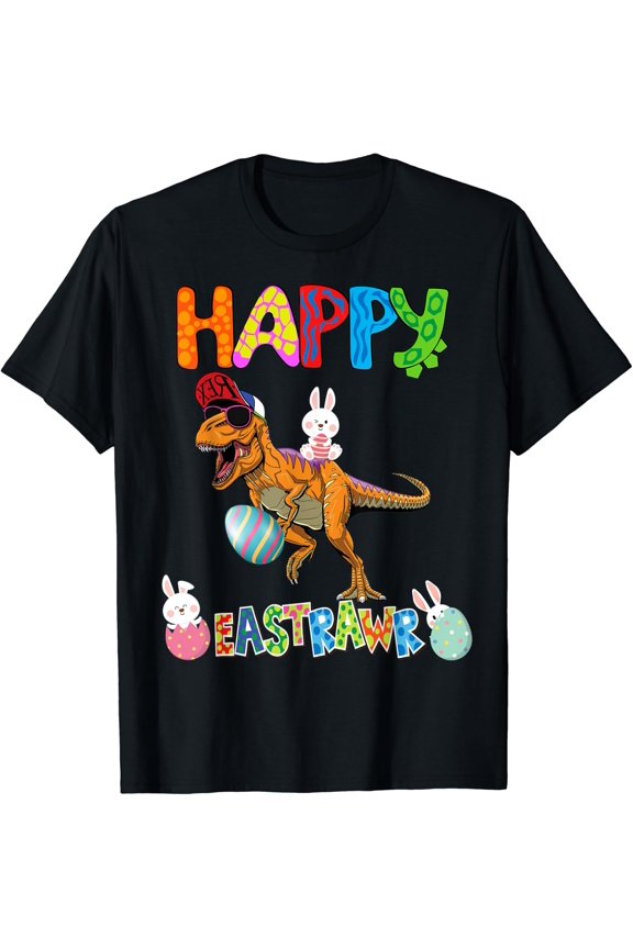 Happy eastrawr t rex easter bunny dinosaur eggs boys T-Shirt