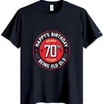 thumbnail image 1 of Happy's Birthday 70th Black T-Shirt with Red Circular Graphic & White Text, 1 of 5