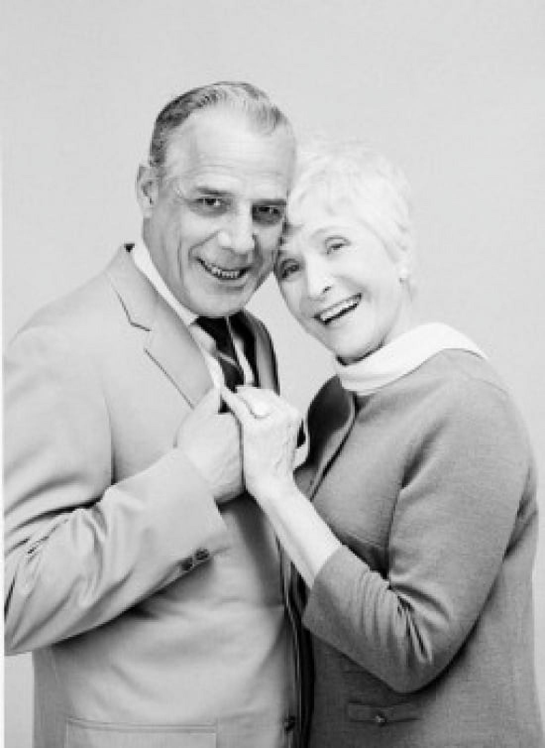 Happy senior couple looking at camera holding hands and smiling portrait Canvas Art - (24 x 36)