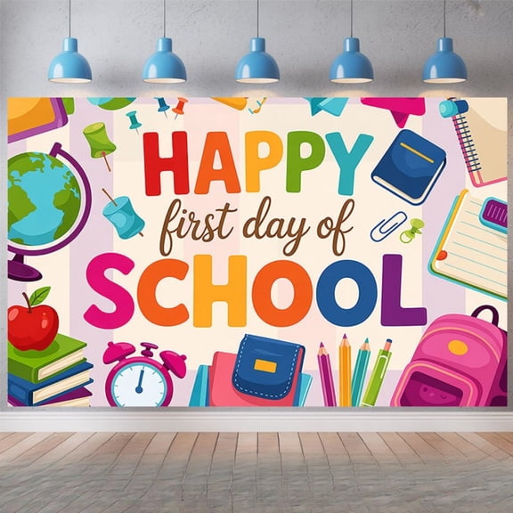 Happy to School Tapestry Backdrop Banner for Preschool Kindergarten Back to School Party Decorations Background