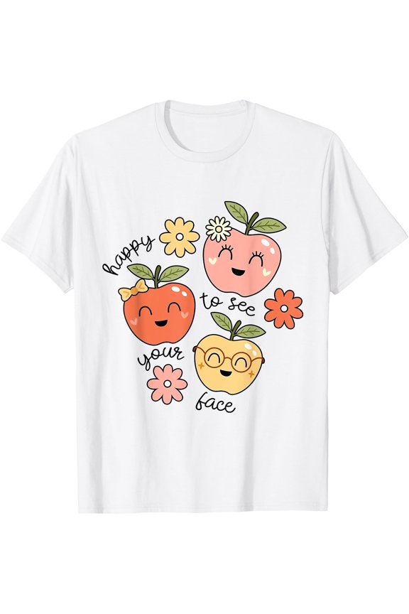 Happy to See Your Face Cute Apple Teacher Back to School T-Shirt