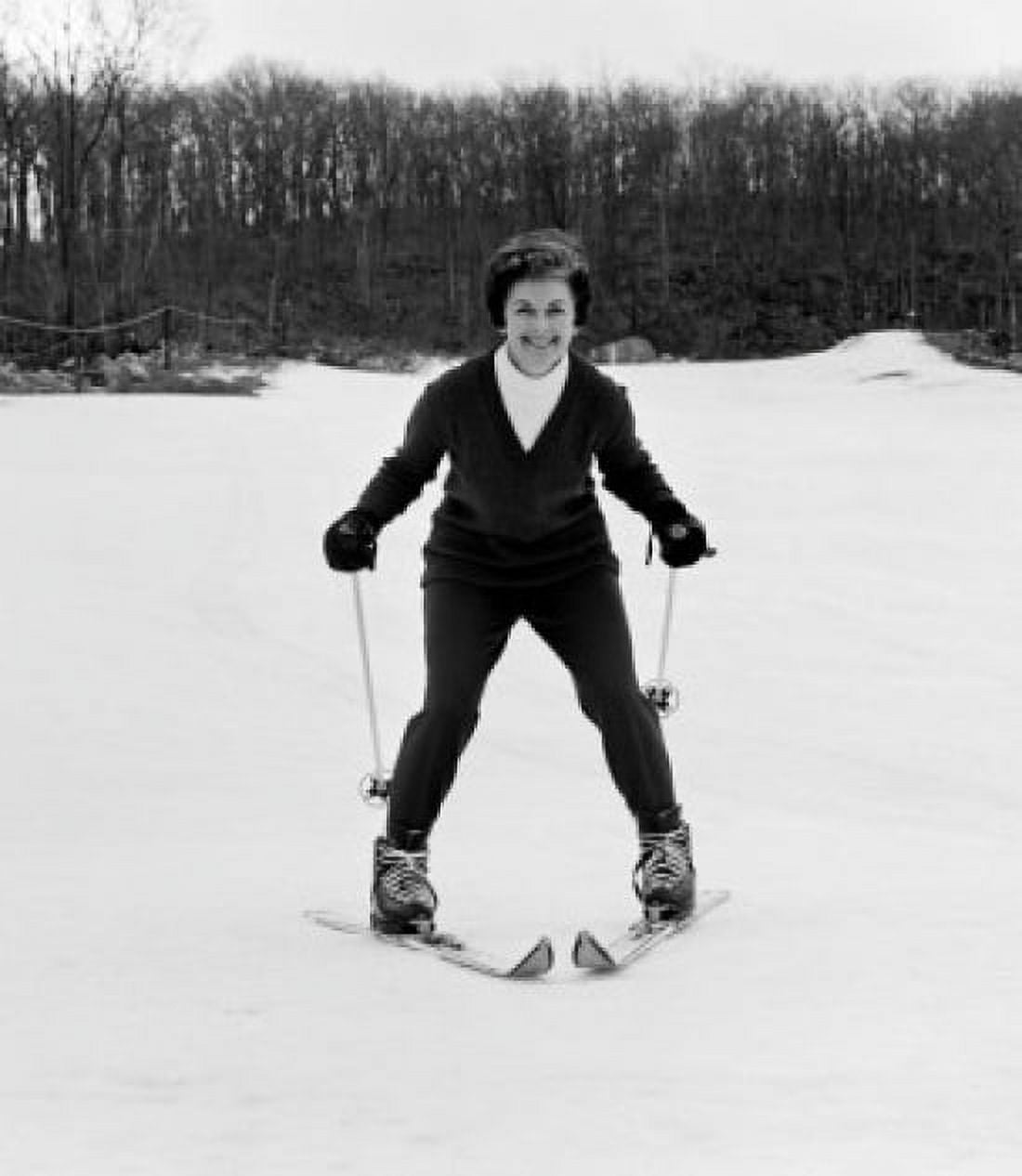 Happy woman skiing Canvas Art - (24 x 36)