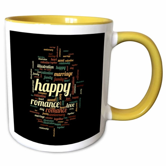 Happy word and tag cloud on black background. 11oz Two-Tone Yellow Mug mug-211984-8
