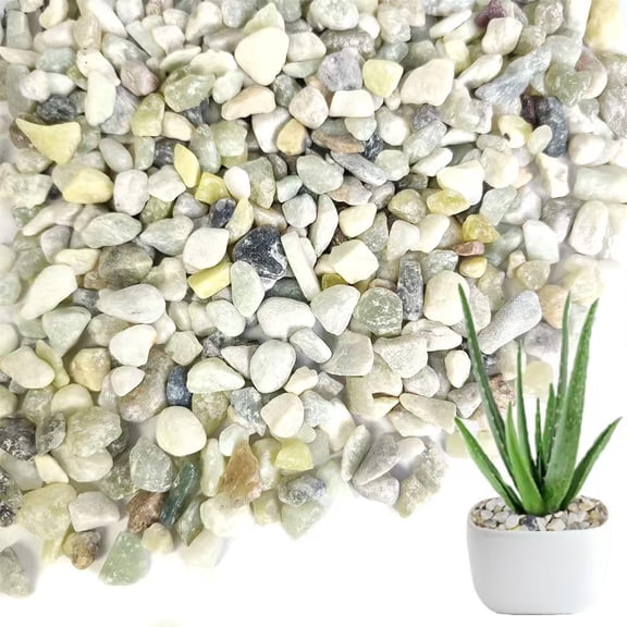 HappyFiller 1.1 LB Natural Decorative Small Jade Gravels Mini River Rocks Soil Cover Pebbles Stones for Succulent Plant,Planter Bonsai,Fairy Garden,Candle Home Decor,Light Green Mix