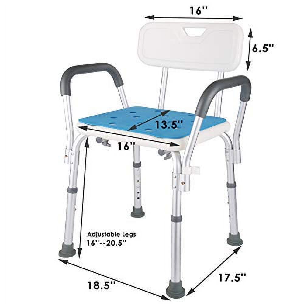 HappyNites Shower Chair with Rails Shower Seat with Arms for Seniors