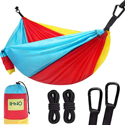 HappyPicnic Hammock Camping Single with 2 Tree Straps, Portable Hammock Lightweight Nylon Hammocks for Backpacking, Travel Hiking, Travel, Beach, Backyard - 3-Color