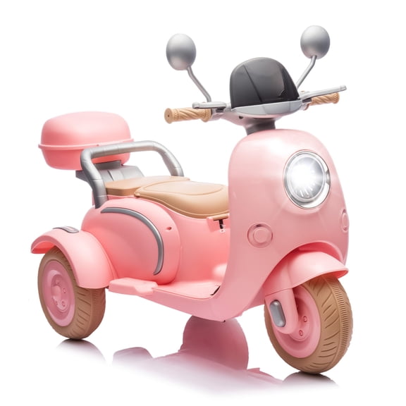 HappyToysWorld 12V Kids Electric Motorcycle with Flip-Up Adult Seat, Dual Motor 3-Wheel Ride On Car for 2, Oversized Trunk & Storage Hooks, Bluetooth Music, LED Lights, Safe for Ages 3+
