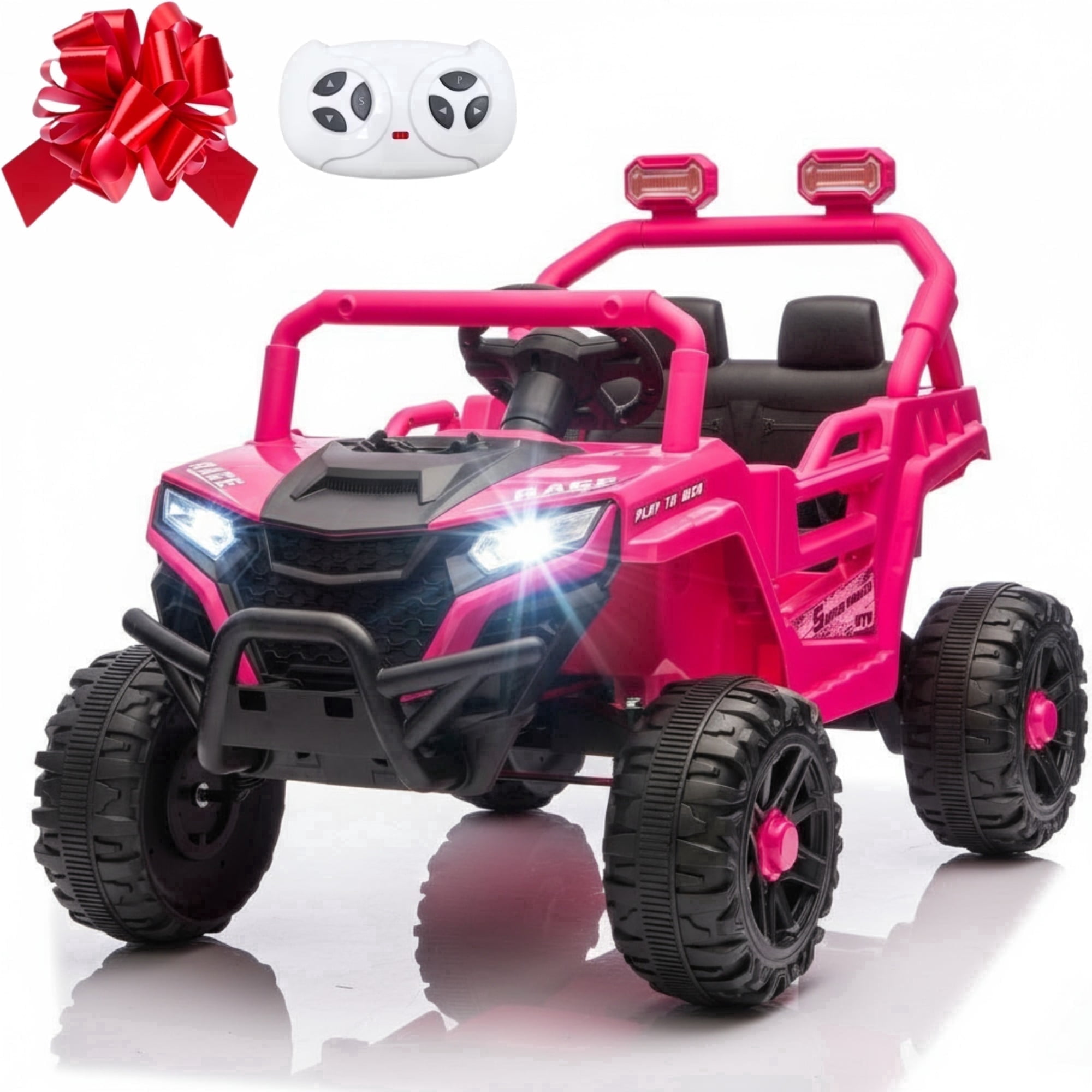 HappyToysWorld 12V Kids Electric Off-Road Truck Remote Control 4-Wheel Suspension Grippy Tires