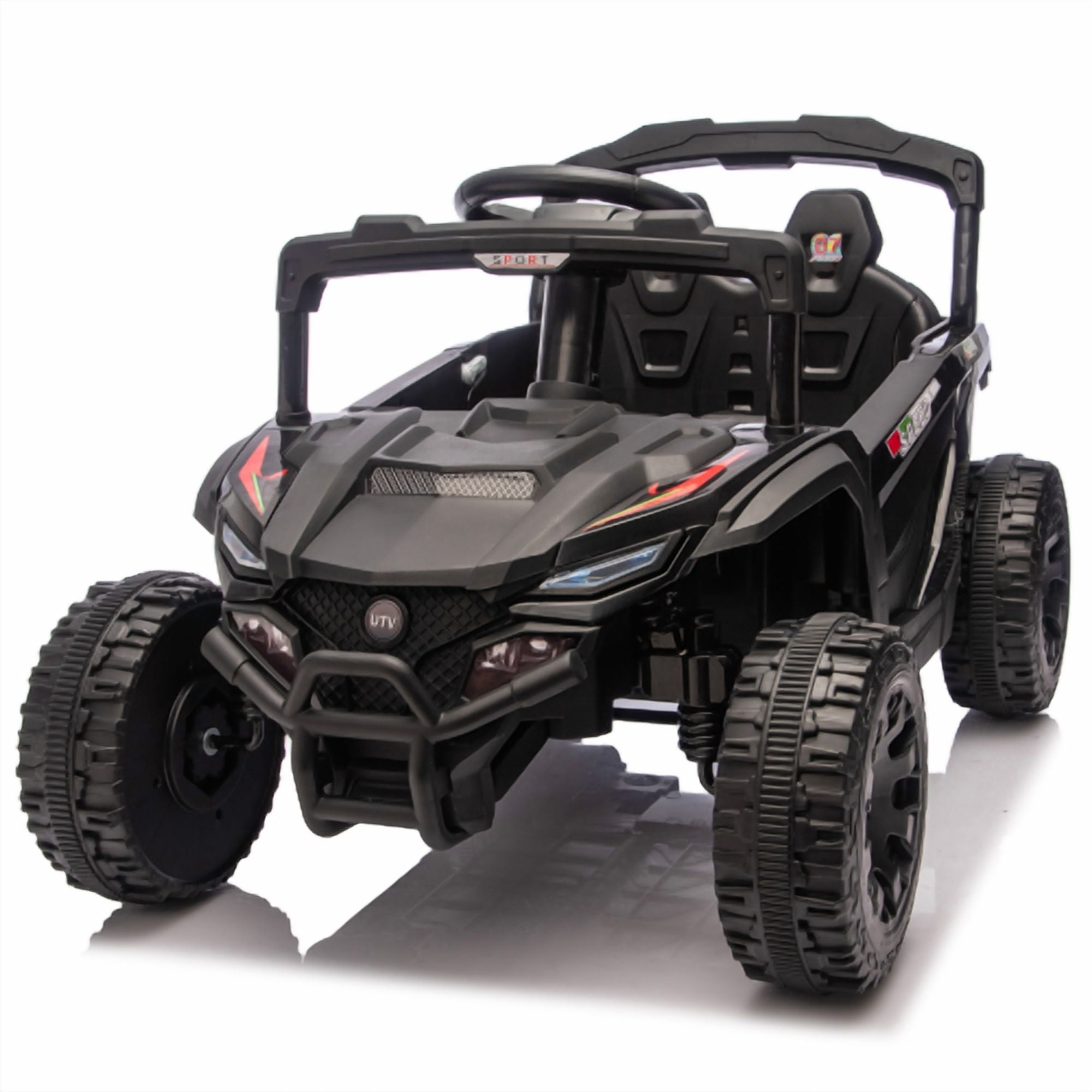 HappyToysWorld24V Kids Ride-On Car w/ Parent Remote Control, Electric UTV for Boys & Girls Ages 3-5 | 4-Wheel Suspension, Anti-Collision Safety Bar, Bluetooth Speaker, High Clearance Chassis