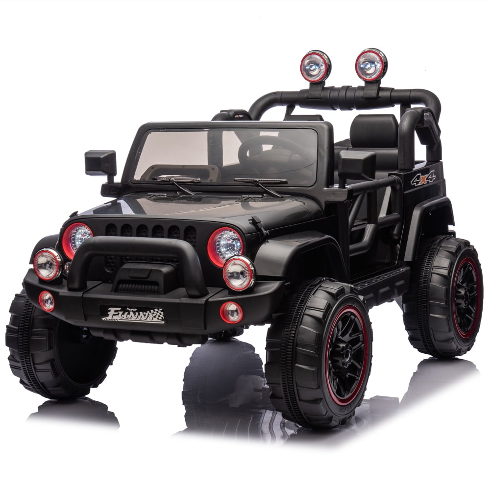 HappyToysWorld24V Large Ride On Car for Kids (20in Wide Seat), Electric Toy Car w/ Parental Control, Suspension & Bluetooth, 2.5-4MPH, Portable Pull Rod Design for Ages 3-8