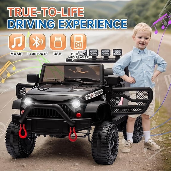 HappyToysWorldGulunbur 24V Electric Ride On Car for Kids, 400W High-Power Motor & 4-Wheel Suspension, Parents Can Drive with Remote or Kids Self Drive, Bluetooth, LED Dashboard, for Boys Girls 3+