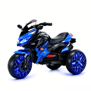 HappyToysWorldKids Electric Motorcycle 3 Wheels, Ride On Toy with App Control & Music, Light-Up Wheels for Boys Girls Ages 3-8, Battery Powered Motorbike with Safety Training Wheels
