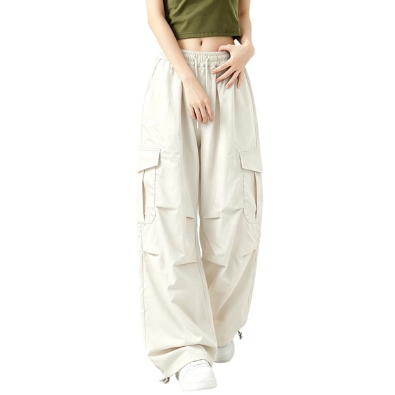 HappyYEE Cargo Pants for Women Oversized Wide Leg Dance Bottoms Loose Fits Lightweight Fashion Sports Trousers Streetwear M