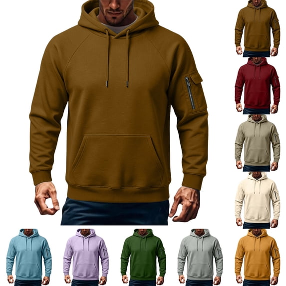 HappyYEE Men’s Fleece Hoodie Loose Drawstring Hooded Sweatshirt with Pockets Fall Long Sleeve Casual Pullover Tops XXL
