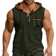 thumbnail image 1 of HappyYEE Men's Hooded Tank Tops Pullover Sleeveless Shirts with Drawstring Workout Gym Training Athletic Tank Top Green-a S, 1 of 9