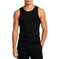 thumbnail image 1 of HappyYEE Men's Ribbed Tank Top, Wide Strap Sleeveless Knit Muscle Slim Fits Shirts, Fashion Workout Gym Tee Black 3XL, 1 of 6