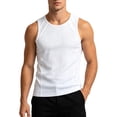 thumbnail image 1 of HappyYEE Men's Ribbed Tank Top, Wide Strap Sleeveless Knit Muscle Slim Fits Shirts, Fashion Workout Gym Tee White 3XL, 1 of 6