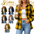 thumbnail image 1 of HappyYEE Plaid Button up Shirt for Women, Lightweight Lapel Collar Long Sleeve Blouses, Loose Casual Outerwear Tops, 1 of 8