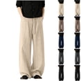 thumbnail image 1 of HappyYEE Plus Size Linen Trousers for Men Breathable Wide Leg Drawstring Waist Bottom Relaxed Fits Summer Casual Beach Pants with Pockets, 1 of 5