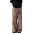 thumbnail image 1 of HappyYEE Plus Size Linen Trousers for Men Breathable Wide Leg Drawstring Waist Bottom Relaxed Fits Summer Casual Beach Pants with Pockets, 1 of 5