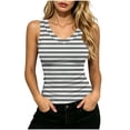 thumbnail image 1 of HappyYEE Summer Stripe Tank Tops for Women, Fashion V-Neck Ribbed Sleeveless Tops, Slim Fits Comfy Versatile Camisole Gray XXL, 1 of 7