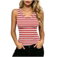 thumbnail image 1 of HappyYEE Summer Stripe Tank Tops for Women, Fashion V-Neck Ribbed Sleeveless Tops, Slim Fits Comfy Versatile Camisole Red XXL, 1 of 7