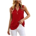 thumbnail image 1 of HappyYEE Summer Tank Tops for Women Casual V-Neck Button Sleeveless Tops Loose Fits Summer Fashion Versatile Tanks Daily Wear ,Red,L, 1 of 6
