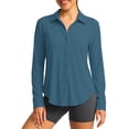 thumbnail image 1 of HappyYEE Women's Lapel Sun Shirts Casual Button down Long Sleeve Sun Protection Blouse Outdoor Breathable Comfy Rash Guard Blue M, 1 of 5