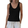 thumbnail image 1 of HappyYEE Women’s Ribbed Tank Tops Ruffle Round Neck Sleeveless Knit Tops Soft Lightweight Relaxed Fits Tanks Daily Wear,Black,XL, 1 of 6