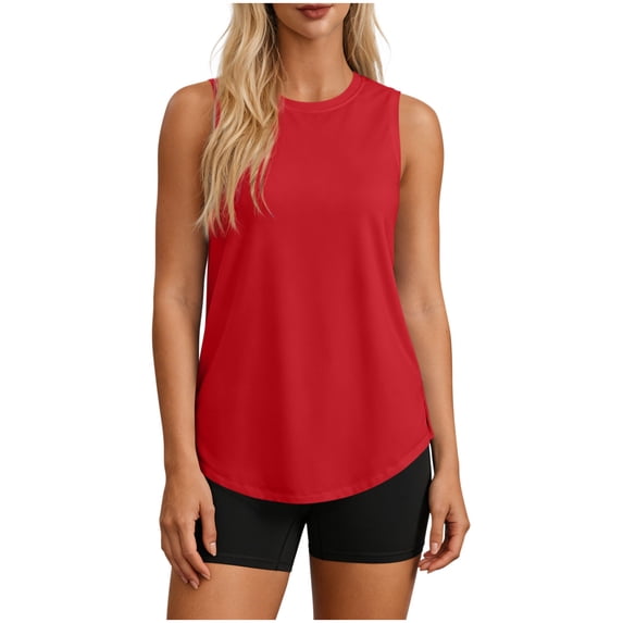 HappyYEE Women's Tank Tops Upf 50+ Sun Protection Sleeveless Tops Lightweight Breathable Camisole Outdoor Sports Wear,Red,XL