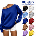 thumbnail image 1 of HappyYEE Women’s off the Shoulder Sweatshirt -Oversized Long Sleeve Versatile Sweatshirt - Fall Fleece Lined Daily Casual Layering Tops XXS, 1 of 7