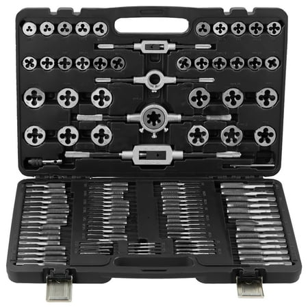Happybuy 110 Pcs Tap & Die Set Tungsten Steel Titanium Tap & Die Metric Tool Tap & Die Combination Set for Cutting External & Internal Threads