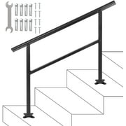 Happybuy 3-4 Steps Handrail Adjustable from 0 to 50 Degrees Outdoor Stairs 48 X 35.5 inch Outdoor Handrail for Stairs Outdoor Aluminum Black Stair Railing